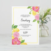 ピンクフローラレモンブライダルシャワーパーティー 招待状 (スタンド正面)