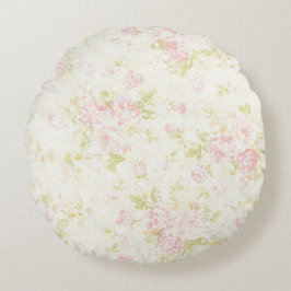 ピンクフローラレースシャビーシック素朴ヴィンテージ ラウンドクッション