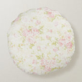ピンクフローラレースシャビーシック素朴ヴィンテージ ラウンドクッション (裏面)