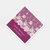 ピンクフローラレース誕生日 スタンダードランチョンナプキン (角)