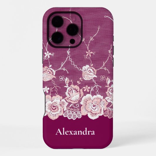 ピンクフローラレース iPhoneケース (裏面)