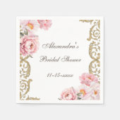 ピンクフローラロココヴィンテージ牡丹ブライダルシャワー スタンダードカクテルナプキン (正面)