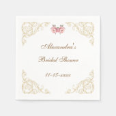 ピンクフローラロココヴィンテージ牡丹ブライダルシャワー スタンダードカクテルナプキン (正面)