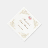 ピンクフローラロココヴィンテージ牡丹ブライダルシャワー スタンダードカクテルナプキン (角)