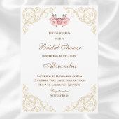 ピンクフローラロココヴィンテージ牡丹ブライダルシャワー 招待状