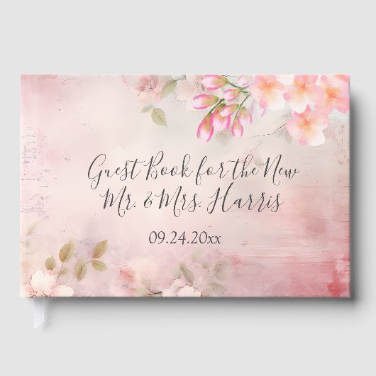 ピンクフローラロマンチックゲストブック ゲストブック (正面)