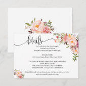 ピンクフローラロマンチックボホーシックインサートカード 招待状 (正面/裏面)