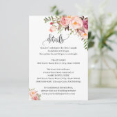ピンクフローラロマンチックbohoシック挿入カード 招待状 (スタンド正面)