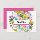 ピンクフローラロマン結婚チズサンキュー サンキューカード (正面/裏面)