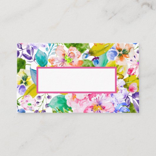 ピンクフローラロマン結婚ティック座席表 プレイスカード (正面)