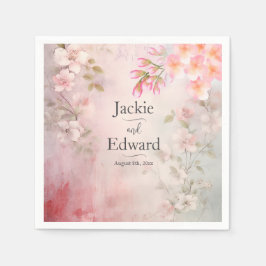 ピンクフローラロマン結婚ティック スタンダードカクテルナプキン