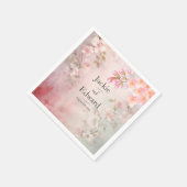ピンクフローラロマン結婚ティック スタンダードカクテルナプキン (角)