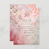 ピンクフローラロマン結婚ティック 出欠カード (正面/裏面)