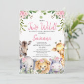 ピンクフローラワイルドサファリアニマルズ2歳の誕生日 招待状 (スタンド正面)