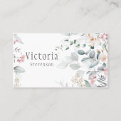 ピンクフローラワイルドフラワーウォータカラー 名刺 (正面)
