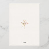 ピンクフローラワイルドフラワーズ庭園の結婚式バラ金ゴールド 箔招待状 (裏面)