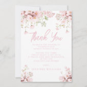 ピンクフローラワイルドフラワーベビーガールシャワー サンキューカード (正面)
