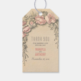 ピンクフローラヴィンテージウェディングサンキュー ギフトタグ