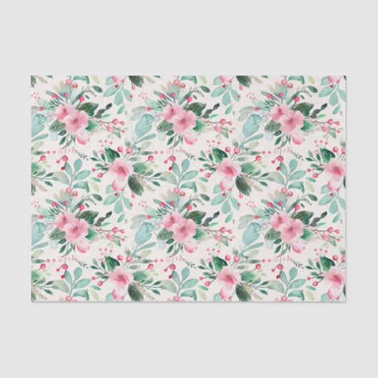 ピンクフローラヴィンテージクリスマス 薄葉紙 (正面)