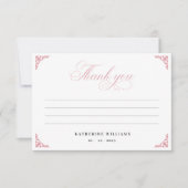ピンクフローラヴィンテージブライダルシャワーサンキューカード サンキューカード (正面)