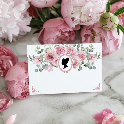 ピンクフローラヴィンテージブライダルシャワーサンキューカード サンキューカード