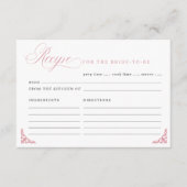 ピンクフローラヴィンテージブライダルシャワーレシピカード エンクロージャーカード (正面)