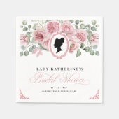 ピンクフローラヴィンテージブライダルシャワー スタンダードカクテルナプキン (正面)