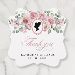 ピンクフローラヴィンテージブライダルシャワー フェイバータグ