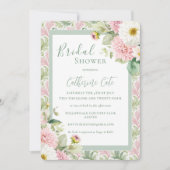 ピンクフローラヴィンテージブライダルシャワー 招待状 (正面)