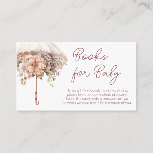 ピンクフローラヴィンテージ傘ベビーシャワーブック エンクロージャーカード (正面)