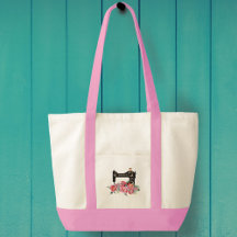 ピンクフローラヴィンテージ裁縫機械モノグラム