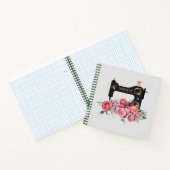 ピンクフローラヴィンテージ裁縫機械モノグラム ノートブック (内部)