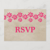 ピンクフローラヴィンテージRSVPポストカード インビテーションポストカード (正面)