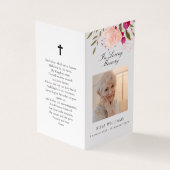 ピンクフローラ入り愛記憶葬祈りの言葉カード 名刺 (外部)