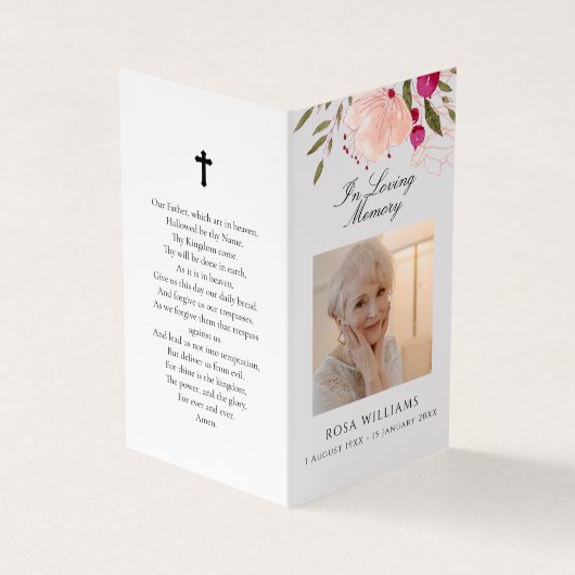 ピンクフローラ入り愛記憶葬祈りの言葉カード 名刺 (外部)