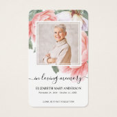 ピンクフローラ写真悔やみや弔慰葬儀祈りの言葉カード (正面)