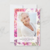 ピンクフローラ写真葬儀悔やみや弔慰ありがとう カード (正面)