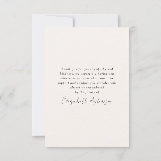 ピンクフローラ写真葬儀悔やみや弔慰ありがとう カード (裏面)