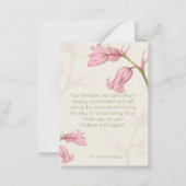 ピンクフローラ写真葬儀悔やみや弔慰サンキューカード ノートカード (裏面)