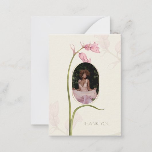 ピンクフローラ写真葬儀悔やみや弔慰サンキューカード ノートカード (正面)