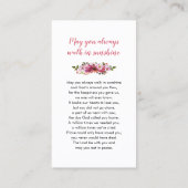 ピンクフローラ写真葬儀祈りの言葉カード 名刺 (裏面)