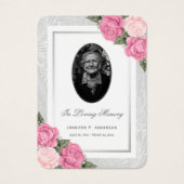 ピンクフローラ写真葬儀記念祈りの言葉カード (正面)