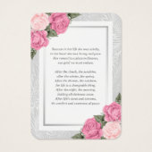 ピンクフローラ写真葬儀記念祈りの言葉カード (裏面)
