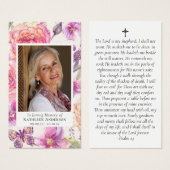ピンクフローラ写真記念祈りの言葉カード (正面&裏面)