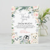 ピンクフローラ冬の動物誕生日サンキューカード 招待状 (スタンド正面)