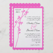 ピンクフローラ分岐野生結婚の花 招待状 (正面/裏面)