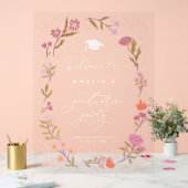 ピンクフローラ卒業パーティーのサイン アクリルサイン (ウェディング)