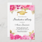 ピンクフローラ卒業パーティー 招待状 (正面/裏面)