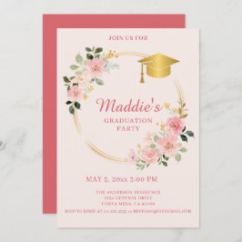 ピンクフローラ卒業招待状 案内状