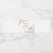 ピンクフローラ可愛い鹿誕生日水瓶ラベル ペットボトルラベル (シングルラベル)